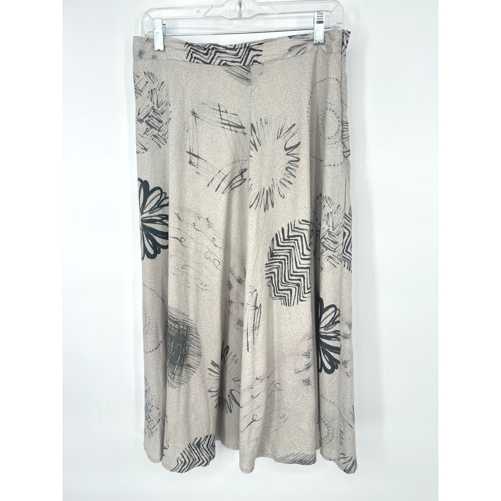 Le Lis Skirt Women‎ Medium Abstract Print Rayon Midi Modern Flowy Grey Black